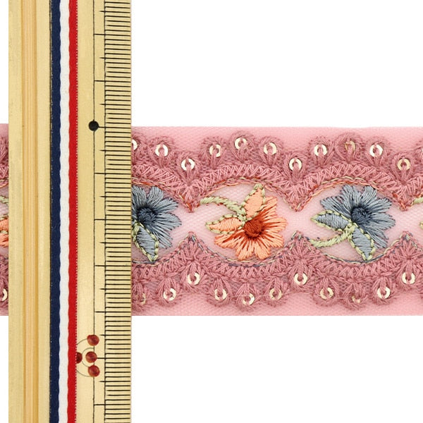 [Aus Menge 5] HandwerkBesätze 『2022 Indischer Stickereibesatz Pink 43536c]