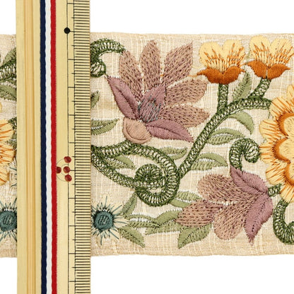 【数量5から】 手芸ブレード 『2022 インド刺繍ブレード ベージュ×イエロー 42941D』
