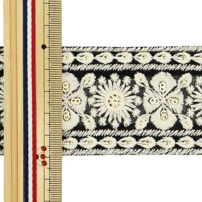 [Aus Menge 5] HandwerkBesätze 『2022 Indischer Stickereibesatz Schwarz 43658a]