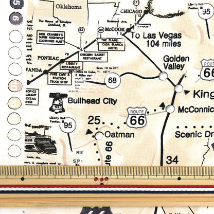 [Aus Menge 5] Stoff "USA Baumwollkarte der Route 66 C7529-Natural"