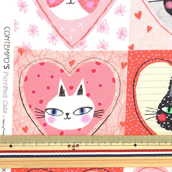 [De la quantité 5] Tissu "USA Cotton Cats & Hearts Pink 13163-21"