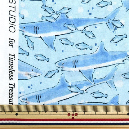 [Из количества 5] Ткань "USA Cotton Ocean Blue Sharks Blue Thomas-CD1297"