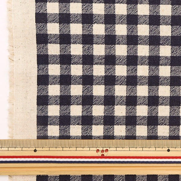 [From quantity 5] Fabric "Cotton hemp canvas gingham indigo 88185-3-7"