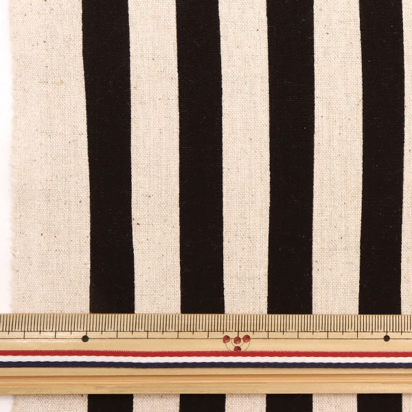 [From quantity 5] Fabric "Cotton hemp canvas stripe black 88187-3-9"