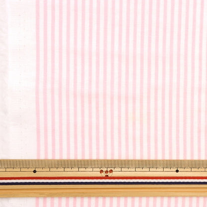 [الكمية من 5] القماش "W Gauze Stripe Pink x White 88182-2-1"