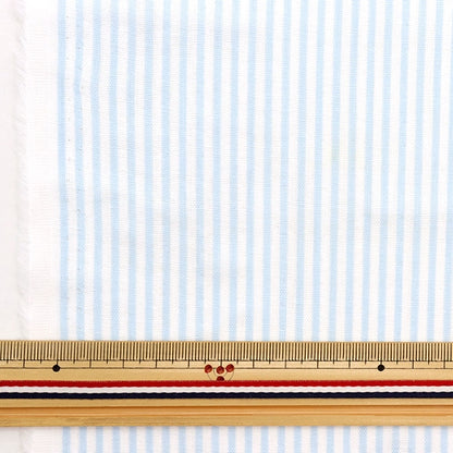 [From quantity 5] Fabric 『double gauze Stripe Ao x Shiro 88182-2-2]