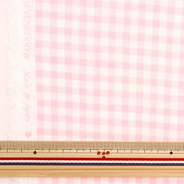 [From quantity 5] Fabric 『double gauze Check pink x Shiro 88182-3-1]