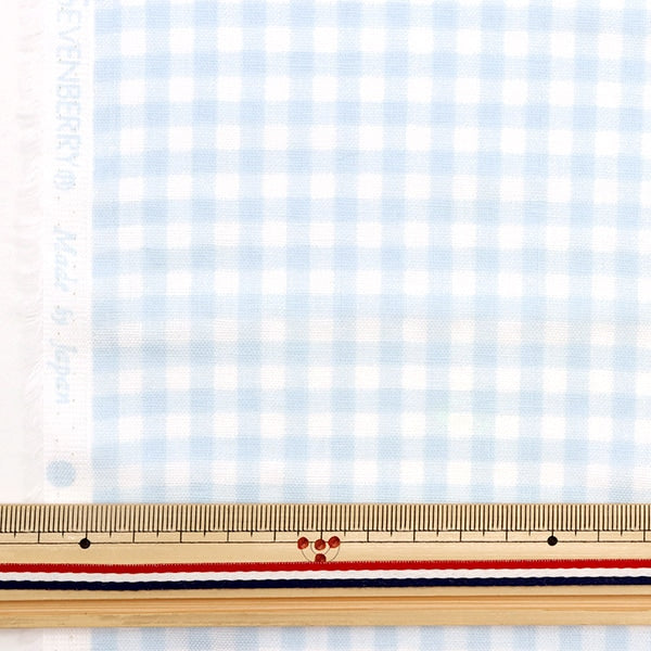 [From quantity 5] Fabric 『double gauze Check Ao x Shiro 88182-3-2]