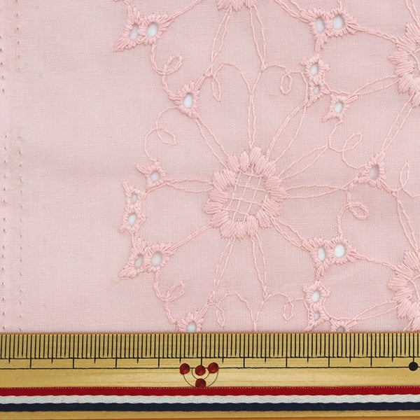 [De la cantidad 5] Fabric "Jardín de flores de encaje de algodón Polvo Pink Pink Lace22-Fl-Pp"