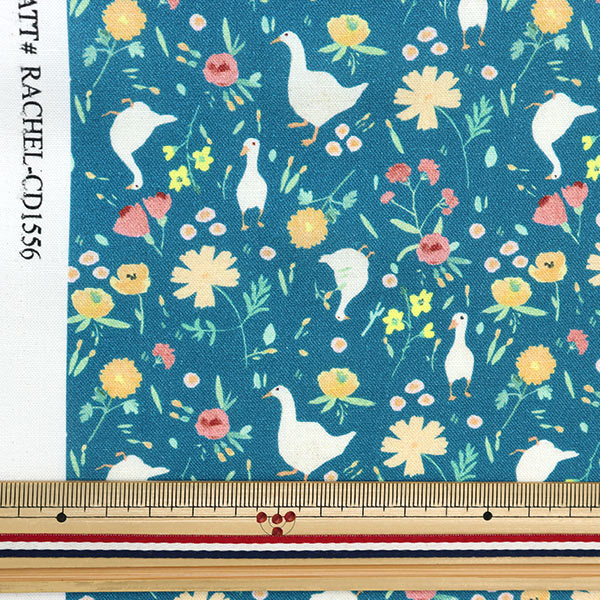 [수량 5에서] 천・원단 『USA 인쇄 직물 Gacho and Wild Grass Pattern CD1556-Blue]