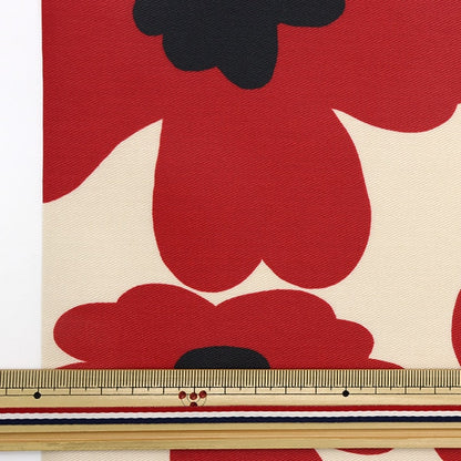 [From quantity 5] Fabric "Twill laminated Scandinavian floral pattern red R-KTS3676-B" COTTON KOBAYASHI