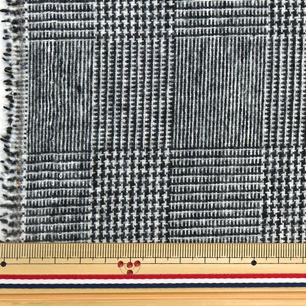 [From quantity 5] Fabric "Wool -blended soft texture washable Glen Check Black WPC4311-2BKWY]