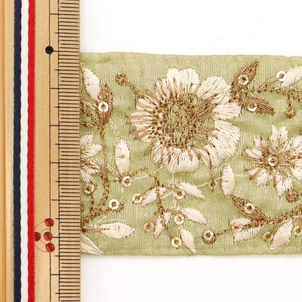 [Из количества 5] ремесленникОтделка "2022 Индийская вышивкаОтделка Зеленый 45104H"