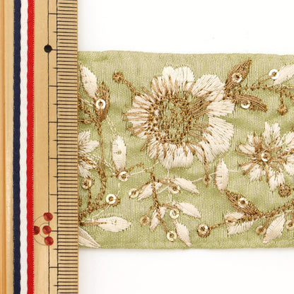 [Из количества 5] ремесленникОтделка "2022 Индийская вышивкаОтделка Зеленый 45104H"