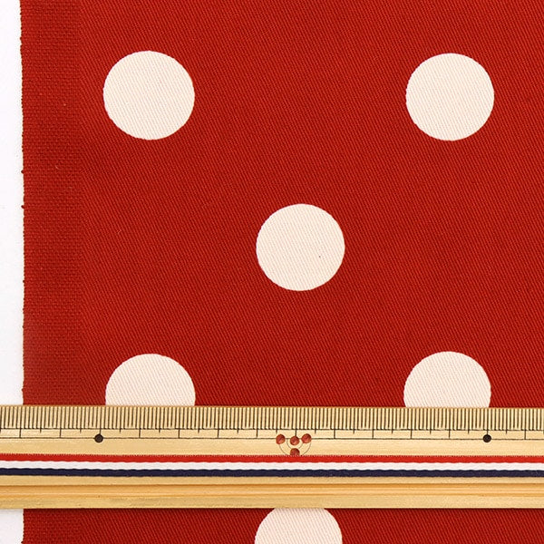 [De la quantité 5] Tissu "Twill Polka Dot Imprimer Large Red 88610-2-5"