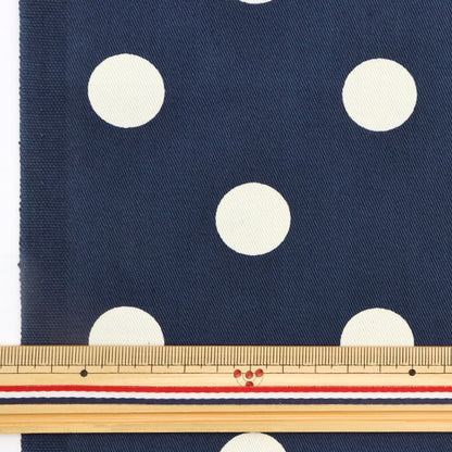 [Dalla quantità 5] tessuto "twill pois stampare grande navy 88610-2-6"