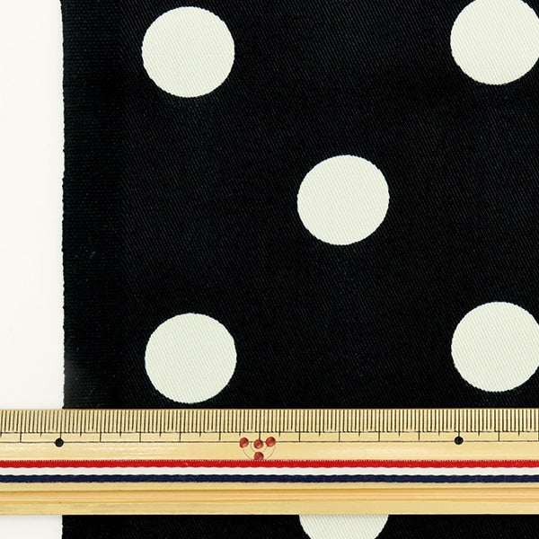 [Aus Menge 5] Stoff "Twill Polka Dot Druck großer schwarz 88610-2-7"