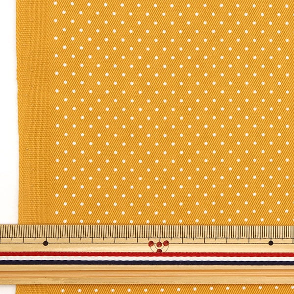 [From quantity 5] Fabric "Twill Polka dotsPrint small yellow 88610-1-5]