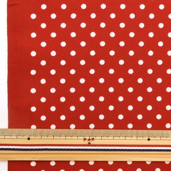 [De la quantité 5] Tissu "Twill Polka Dot Print Medium Red 88610-5-5"