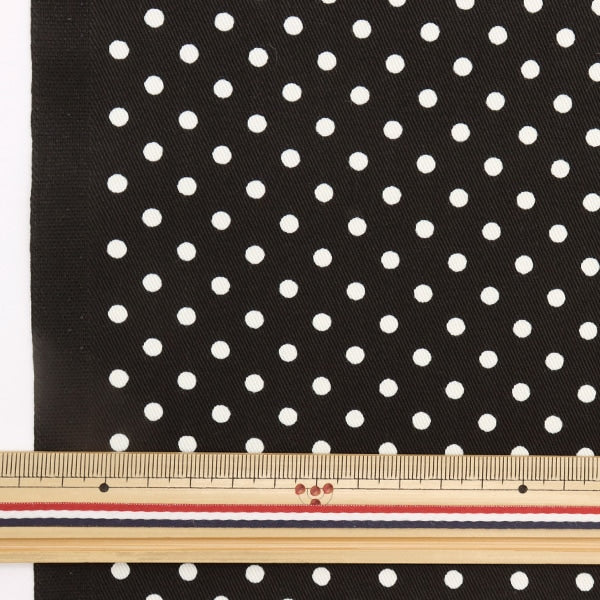 [From quantity 5] Fabric "Twill Polka dotsBlack in print 88610-5-9]