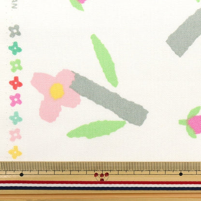 [From quantity 5] Fabric 『Oxford Scandinavian Morino Flower Shiro AP31703-1A