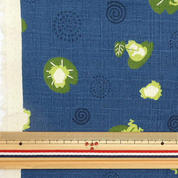 [De la quantité 5] Tissu "Dobby Japanese Pattern Fukufuku Frog Frog Navy AP31904-1E"