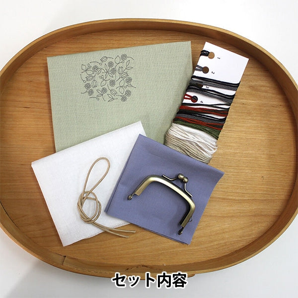 Embroidery kit "Retro Botanical PlumpGamaguchi Soya-style green PHC-098-1] PIECE Peace