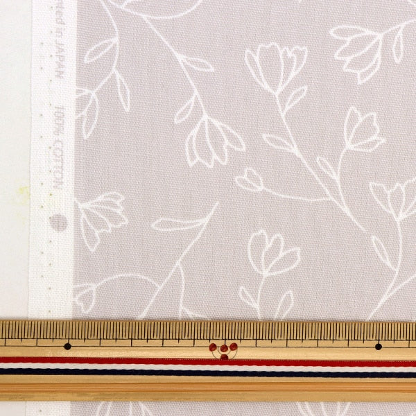 [De la cantidad 5] Fabric "Ox Homy Sister Line Drawing Floral Light Grey HS10490S-E"