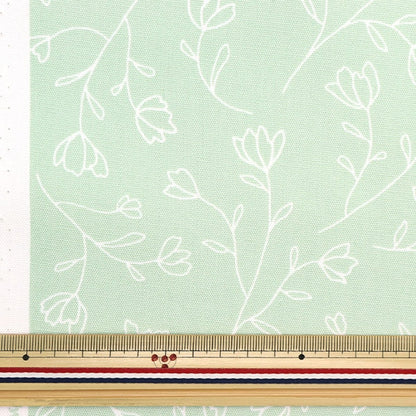 [From quantity 5] Fabric 『Oxford Home Sister Line drawing Floral Pattern Light Green HS10490S-C]