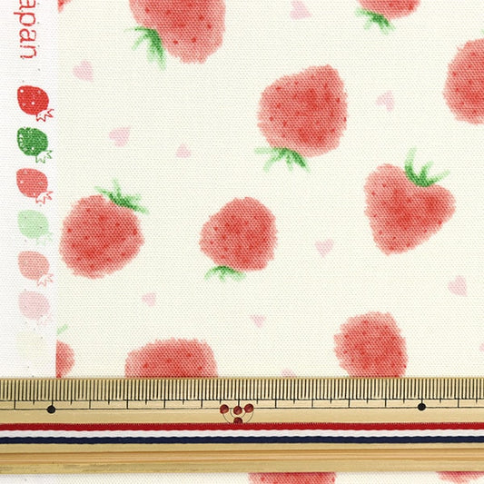 [From quantity 5] Fabric 『Oxford Strawberry ivory COCA-STAWB22A]