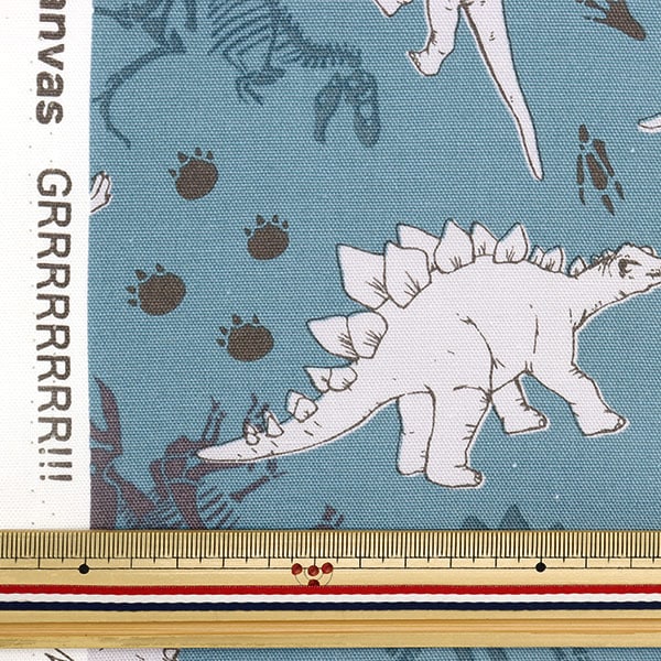 [De la quantité 5] tissu "motif de dinosaure bœuf bleu coca-grrr-f"