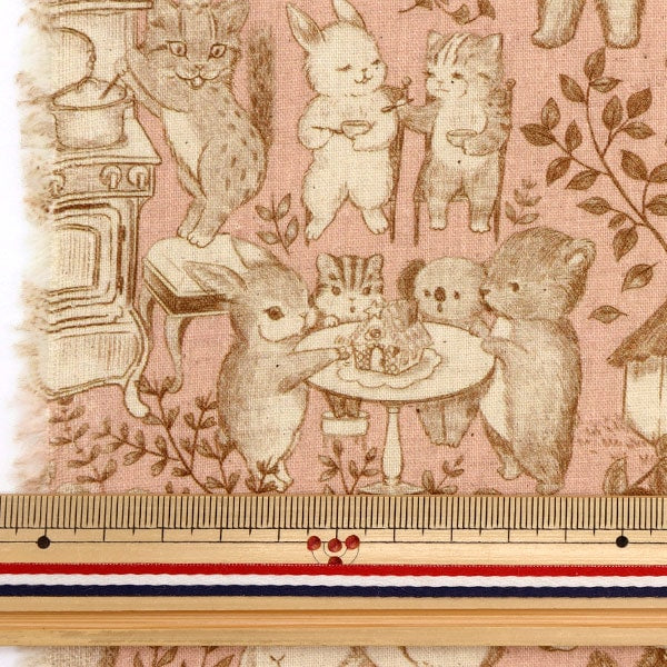 [De la quantité 5] Tissu "Lin de cotonsiègeImprimer 22fabric Préparation d'hiver rose DP-4855-1B"