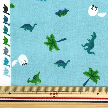 [From quantity 5] Fabric 『Sheeting Petit Collection Dinosaur Blue Gray PTC-DINO-B]