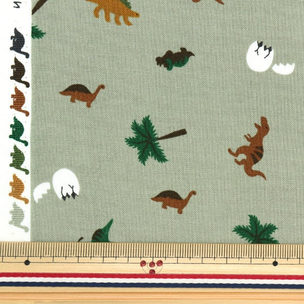 [來自數量5] 織物 『板材織物 Petit Collection Dinosaur Khaki PTC-DINO-C]