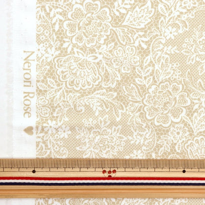 [De la cantidad 5] Fabric "Cotton Satin Nerori Rose Romantic Lace Green Nrf-02G"