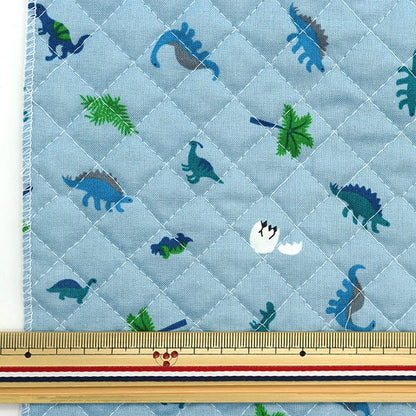 生地 『シーチングキルト プチコレクション 恐竜 カットクロス 約106×50cm ブルー CQ-PTC-DINO-B』