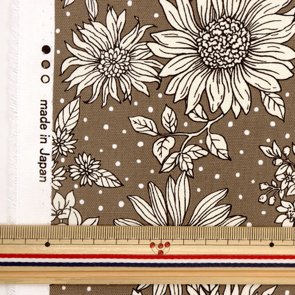 数量5から】 生地 『オックス エッチングフラワー ブラウン