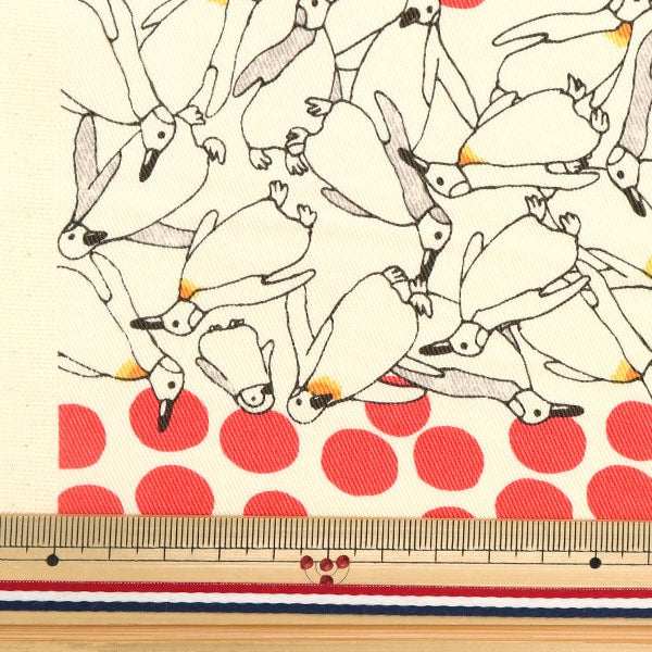 [Aus Menge 5] Stoff "Twilldruck Polka-PunktePenguin Red KTS6926-A] COTTON KOBAYASHI