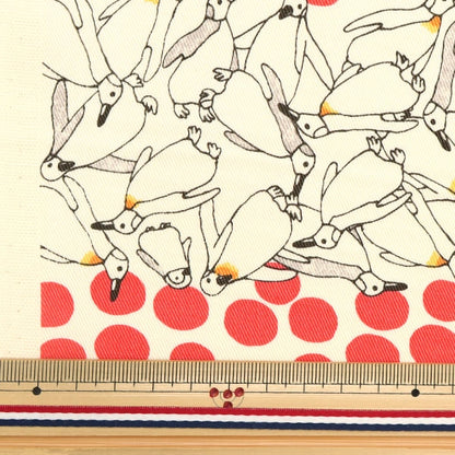 [Aus Menge 5] Stoff "Twilldruck Polka-PunktePenguin Red KTS6926-A] COTTON KOBAYASHI