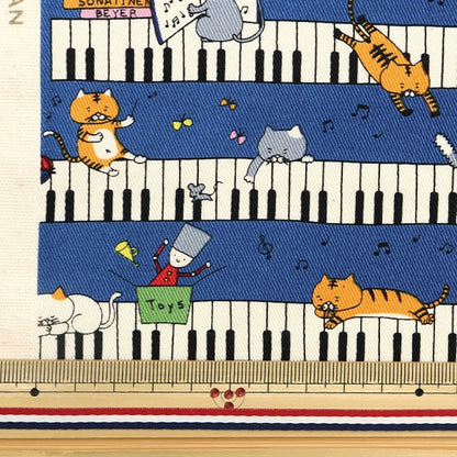 [Aus Menge 5] Stoff "TWILL DRUCK Keyboard Neko Blue KTS6929-B" COTTON KOBAYASHI