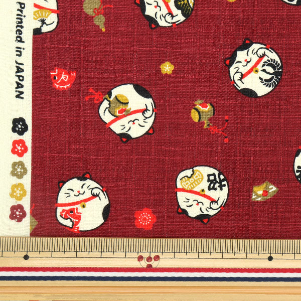 [From quantity 5] Fabric "Doby Fukufuku Maneki Cat Engine AP32702-2B"