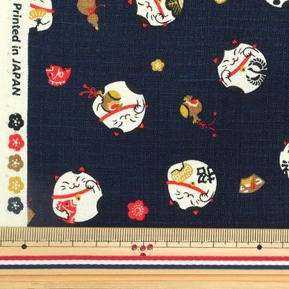 [数量5]织物“ Dobby Fukufuku Maneki Cat Navy AP32702-2C”