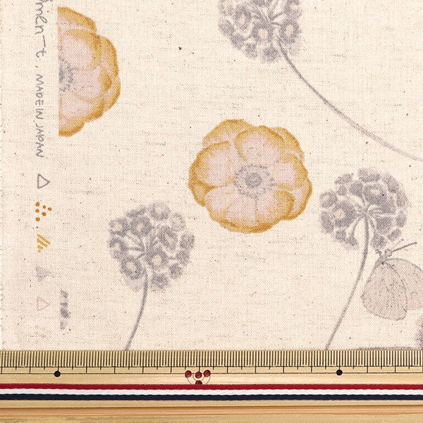 [From quantity 5] Fabric "Moment cotton linenSheeting Anemone Kinari 142-1293-A1]