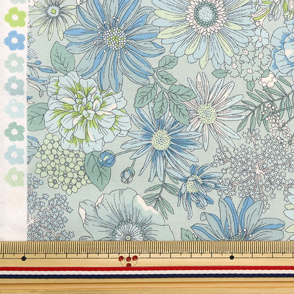 [From quantity 5] Fabric "60 loan flower garden soft textureFabric Blue Green 60LA-FG23-F]