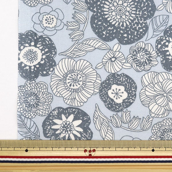 [De la quantité 5] Tissu "Palette de sièges Drawing Floral Blue Grey 144-8047-A2" [Yuzawaya Original]