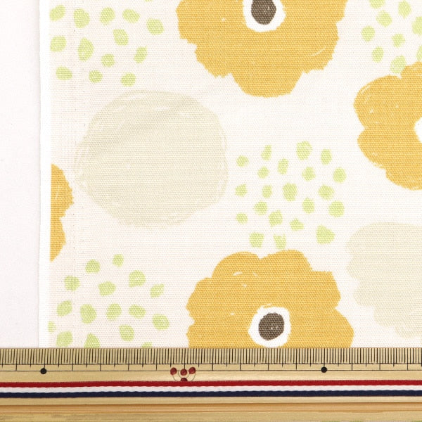 [From quantity 5] Fabric 『Oxford Palette round flower yellow 144-8048-A4] [Yuzawayaoriginal】