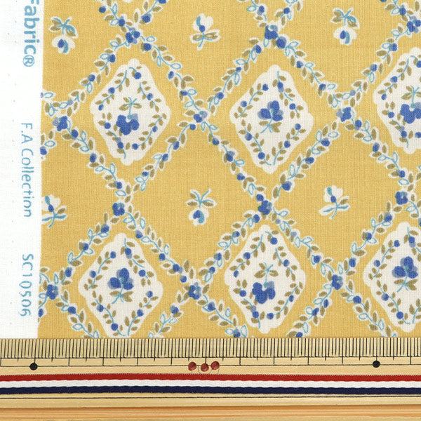 [From quantity 5] Fabric "60 loan software processing square motif small floral pattern mustard SC10506-C"