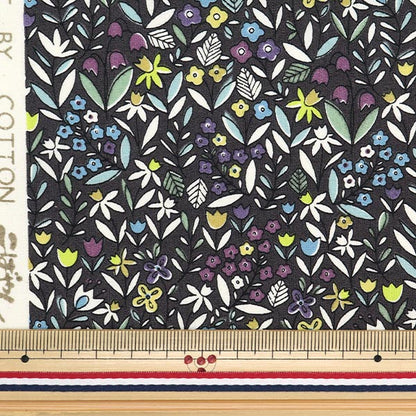 [De la quantité 5] tissu "large petit motif floral noir kts6921-f" coton kobayashi cotton kobayashi kobayashi fibre