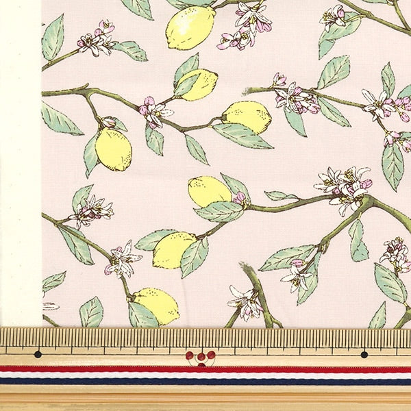 [De la quantité 5] Tissu "Rose citron avec de larges branches KTS6951-B" Coton Kobayashi Cotton Kobayashi Kobayashi Fibre