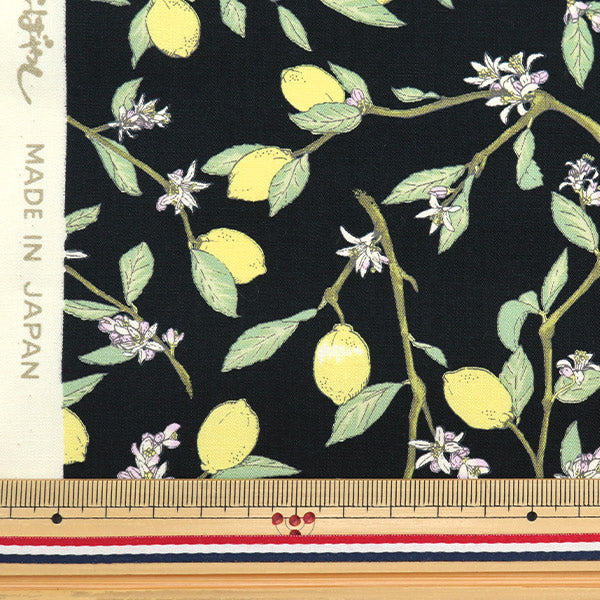 [From quantity 5] Fabric "Lemon Black with Broad branches KTS6951-F" COTTON KOBAYASHI